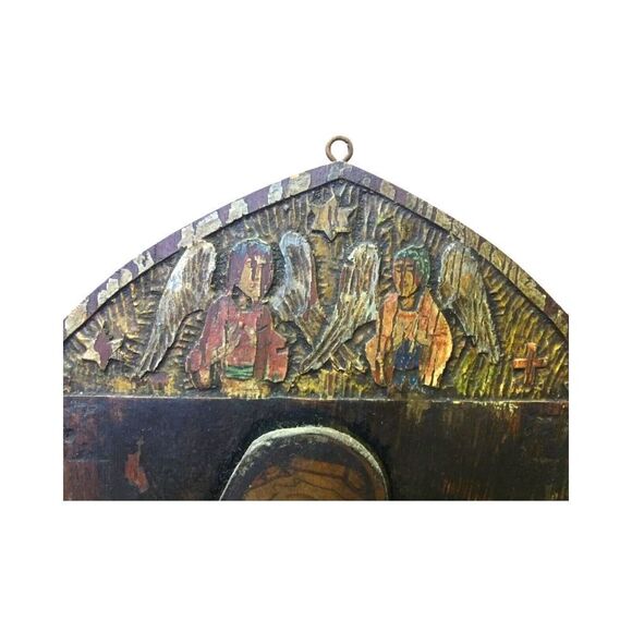 Antique Russian Christian Orthodox Triptych Icon Mother Virgin Madonna Jesus - Picture 5 of 13